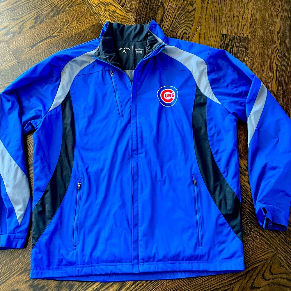 Chicago Cubs large men’s spring jacket blue gray baseball Illinois zipper